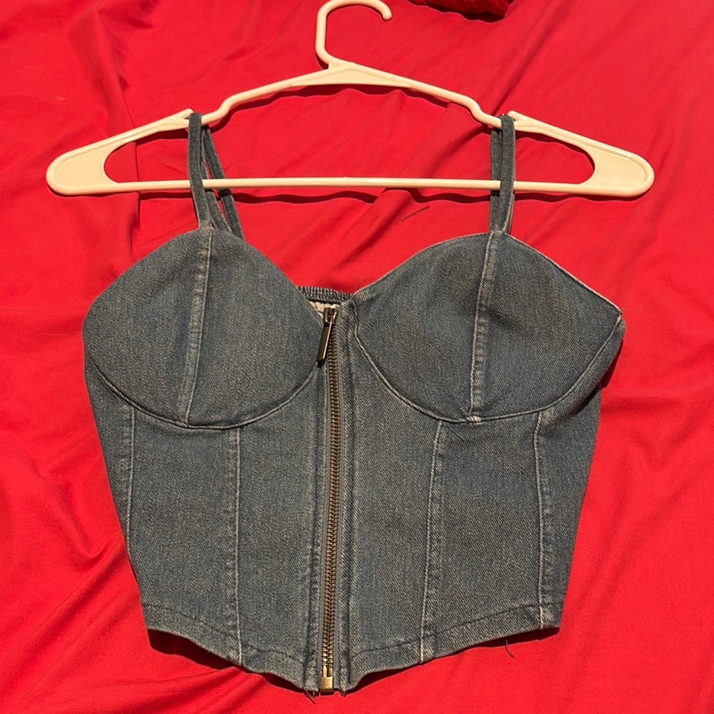 Stylish Blue Denim Crop Top